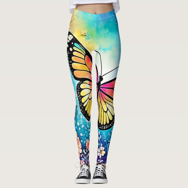 Farbiges Octopus View Design Leggings (Vorderseite)