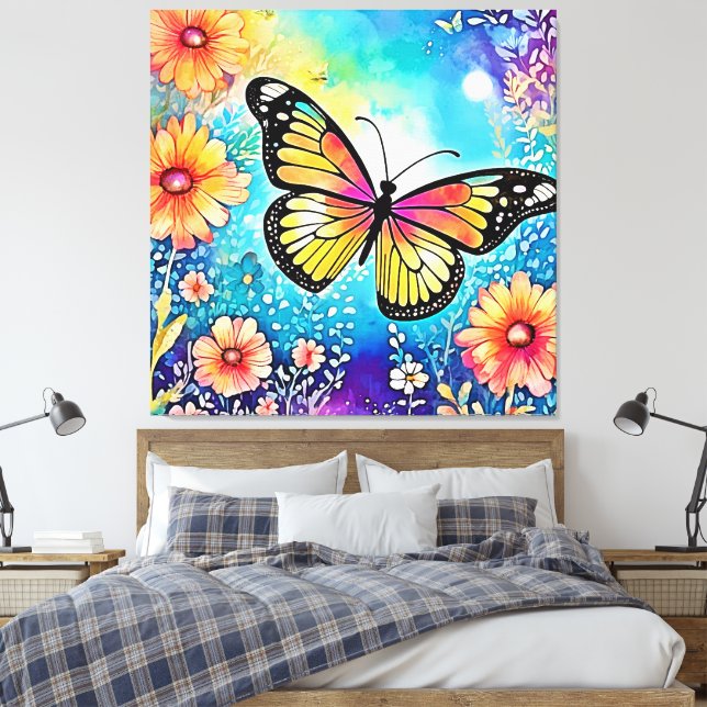 Farbiges Octopus View Design Leinwanddruck (Insitu (Schlafzimmer))