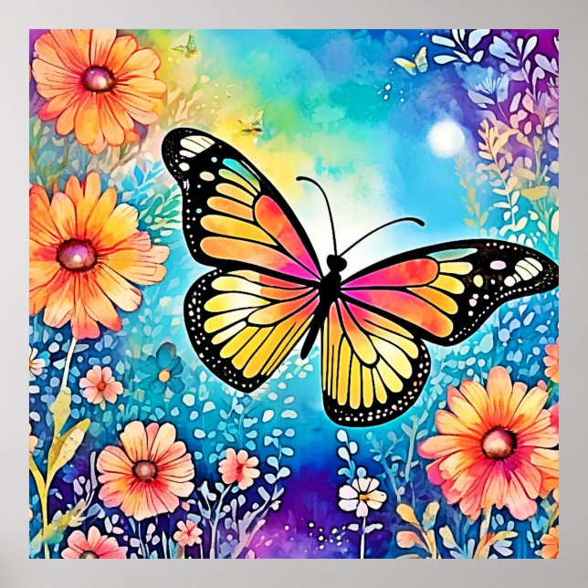 Farbiges Octopus View Design Poster (Vorne)