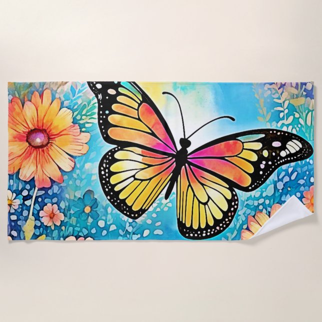 Farbiges Octopus View Design Strandtuch (Vorderseite)