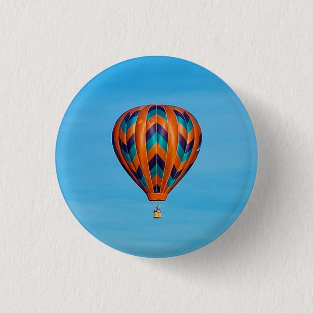 Farbiges Orange Hot Air Ballon Foto Button (Vorderseite)