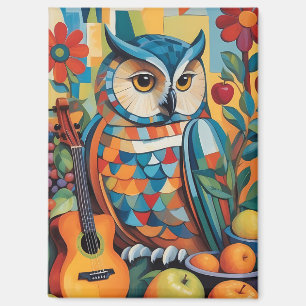 Farbiges Owl Still Life Portrait Magnet