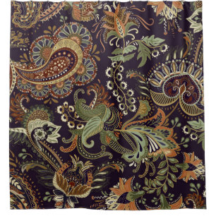 Farbiges Paisley Muster. Ethnische Vintage Tapete Duschvorhang