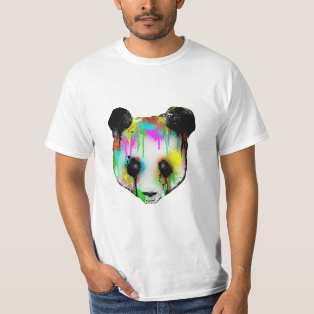 Farbiges Panda-Gesicht T-Shirt (Vorderseite)