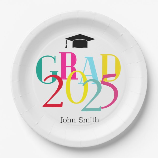 Farbiges Papier GRAD 2024 Graduation Party Pappteller (Vorderseite)