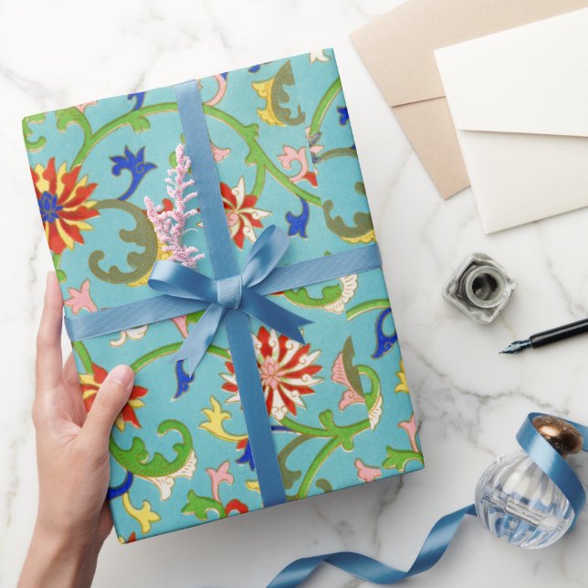 Farbiges Papier mit Blumenmuster Geschenkpapier (Schenken)