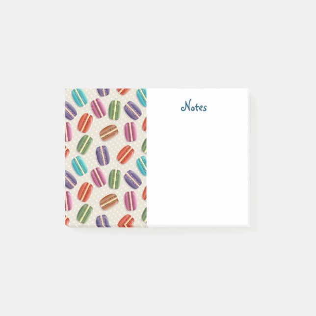 Farbiges Pariser Macarons-Muster Post-it Klebezettel (Vorderseite)