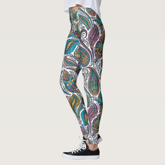 Farbiges Parisley-Muster Leggings (Links)