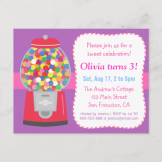 Farbiges Party aus Gumball-Maschine, mit Süßigkeit Einladung