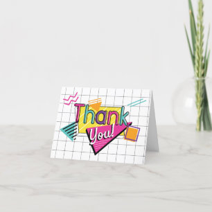 Farbiges Party der 80er Jahre Dankeskarte