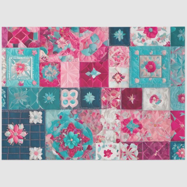 Farbiges Patchwork Quilt Art Tissue Paper Seidenpapier (Vorderseite)