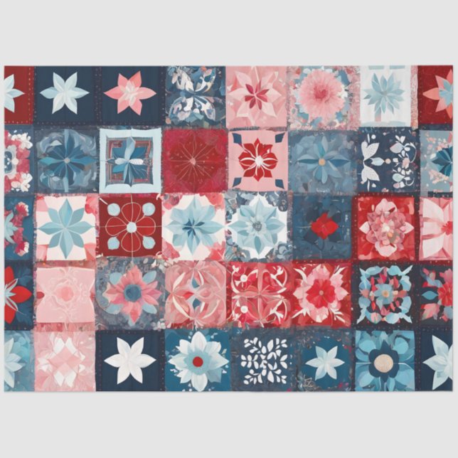 Farbiges Patchwork Quilt Art Tissue Paper Seidenpapier (Vorderseite)