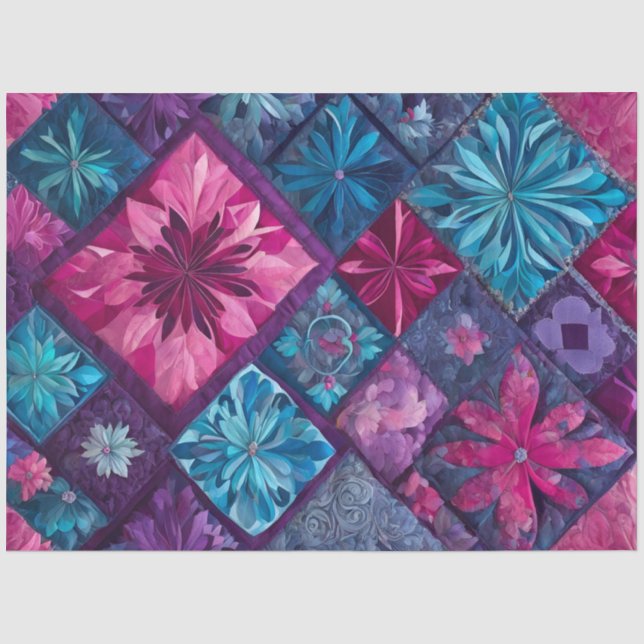 Farbiges Patchwork Quilt Art Tissue Paper Seidenpapier (Vorderseite)