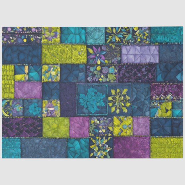 Farbiges Patchwork Quilt Art Tissue Paper Seidenpapier (Vorderseite)