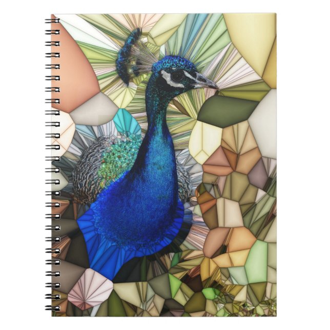 Farbiges Peacock Mosaic Spiral Notebook Notizblock (Vorderseite)