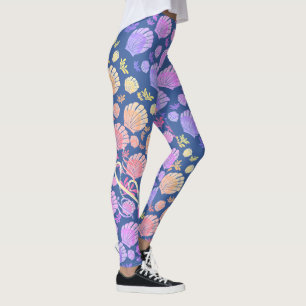 Farbiges Personalisiertes Monogram Seashell Muster Leggings