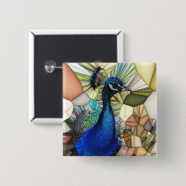 Farbiges Pfauenmosaik-Abzeichen Button