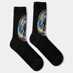 Farbiges Pferd auf schwarzem Hintergrund Socken