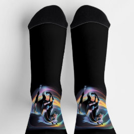 Farbiges Pferd auf schwarzem Hintergrund Socken