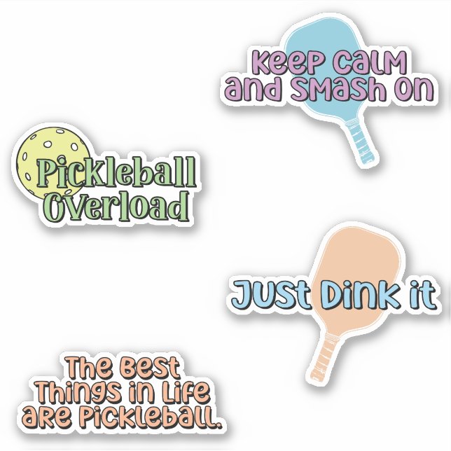 Farbiges Pickleball Player Sticker Pack (Vorderseite)