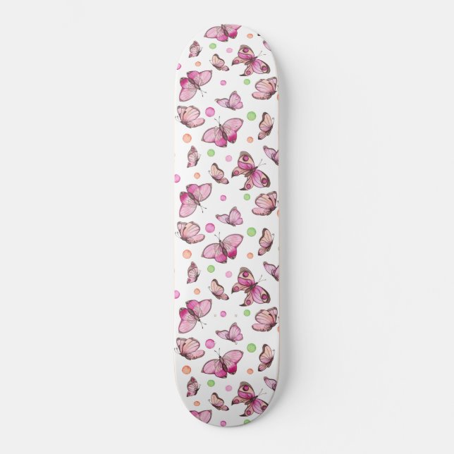 Farbiges Pink Girly Butterfells Skateboard (Vorderseite)