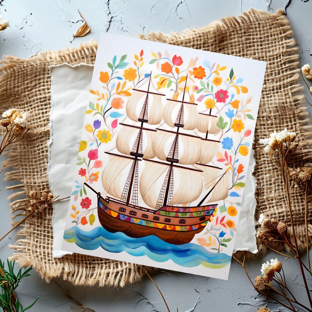 Farbiges Piratenschiff Postkarte (Von Creator hochgeladen)