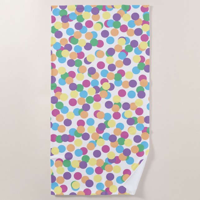 Farbiges Polka-Dots-Fun-Muster Strandtuch (Vorderseite)