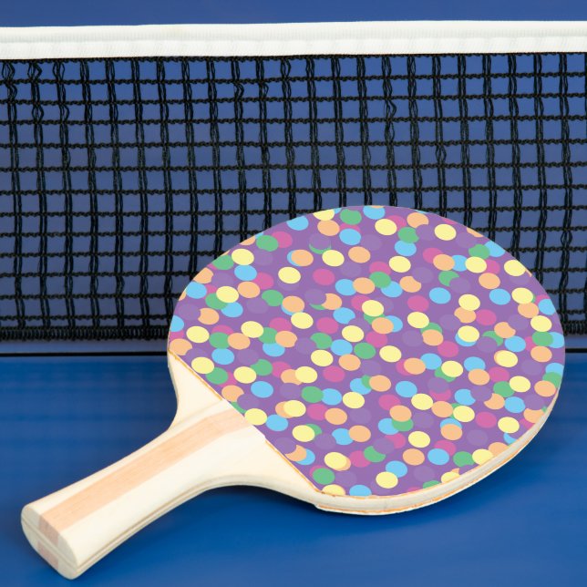 Farbiges Polka-Dots-Muster auf Lila Tischtennis Schläger (InSitu)