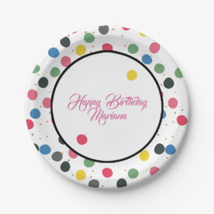 Farbiges Polka Dots Muster Pappteller