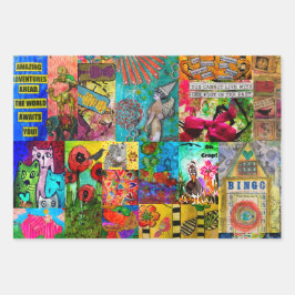 Farbiges Pop Art Mixed Media Wrapping Paper Geschenkpapier Set