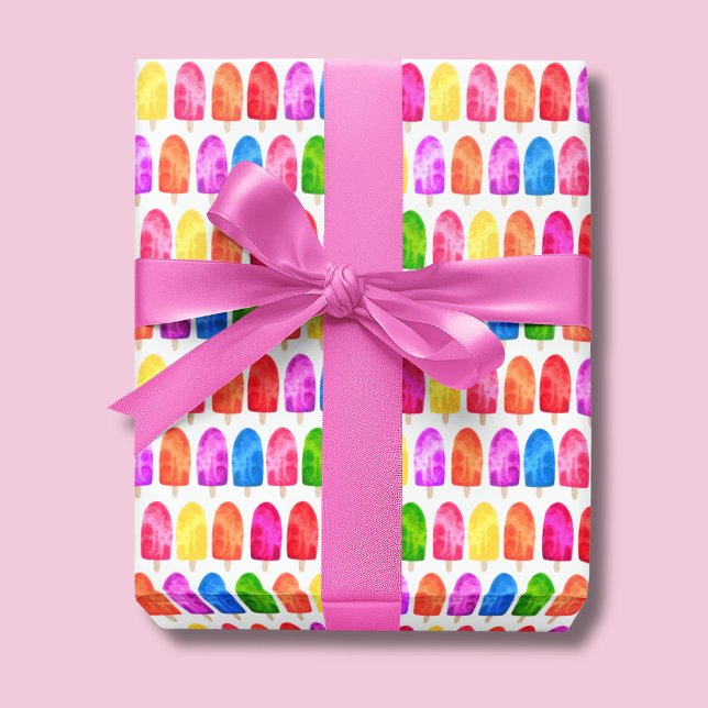 Farbiges Popsicle Ice Lololly Muster Geschenkpapier (Colorful ice lolly wrapping paper rolls, ideal for summer birthday's and baby showers.)