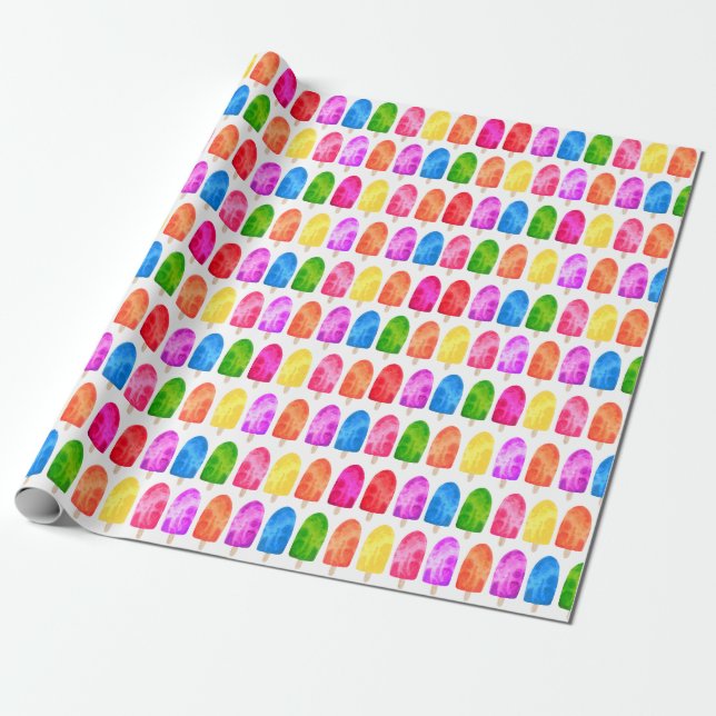 Farbiges Popsicle Ice Lololly Muster Geschenkpapier (Ungerollt)