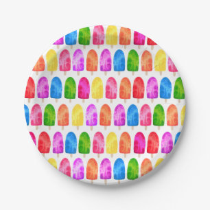 Farbiges Popsicle Ice Lololly Muster Pappteller