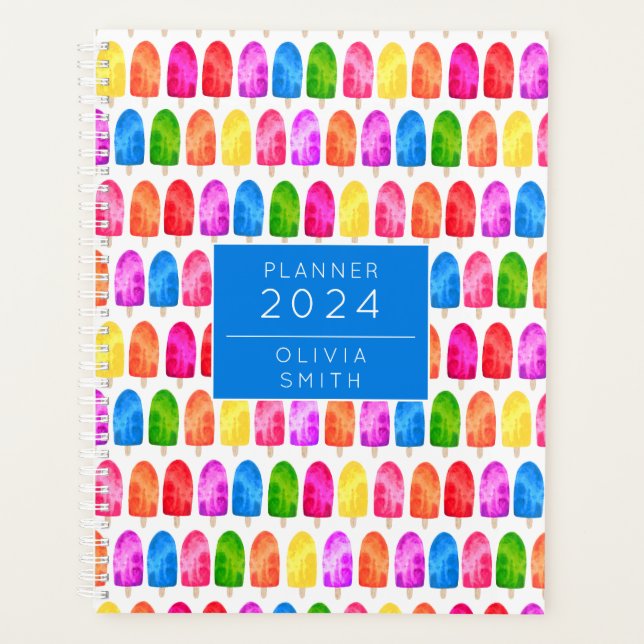 Farbiges Popsicle Ice Lololly Muster Planer (Vorderseite)