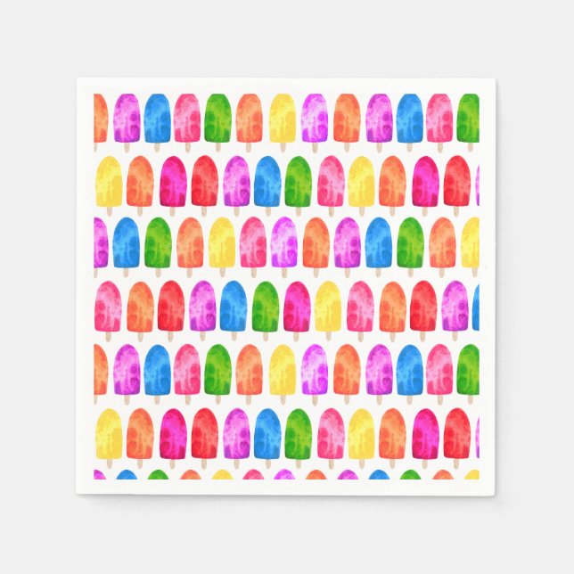 Farbiges Popsicle Ice Lololly Muster Serviette (Vorderseite)