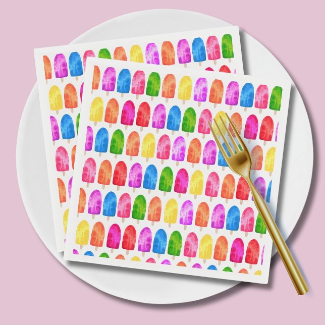 Farbiges Popsicle Ice Lololly Muster Serviette (Ice lolly popsicle paper napkins)