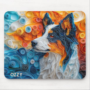 Farbiges Portrait australischer Schäferhund Mousepad