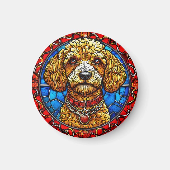 Farbiges Portrait von Hunden aus festem Glas Magnet (Vorne)