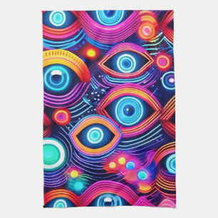 Farbiges Psychedelisches Augenmuster Geschirrtuch