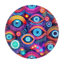 Farbiges Psychedelisches Augenmuster Schneidebrett