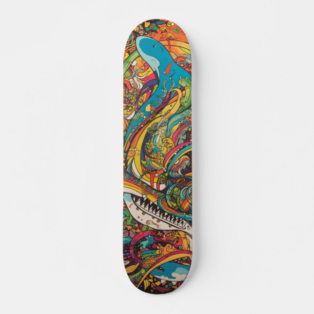Farbiges psychedelisches Design Skateboard (Vorne)