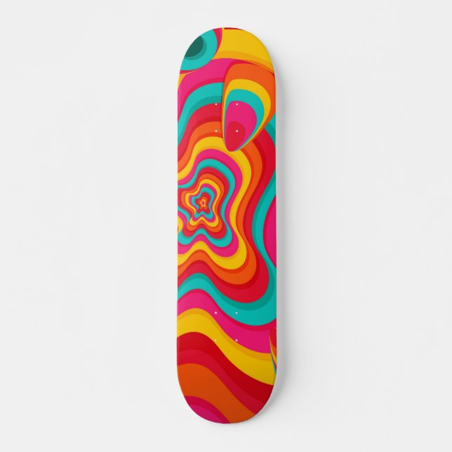 Farbiges Psychedelisches Groovitmuster Skateboard (Vorne)