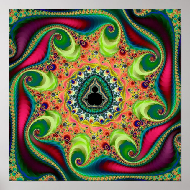 Farbiges psychedelisches Mandelbrot Set Fraktal Poster (Vorne)