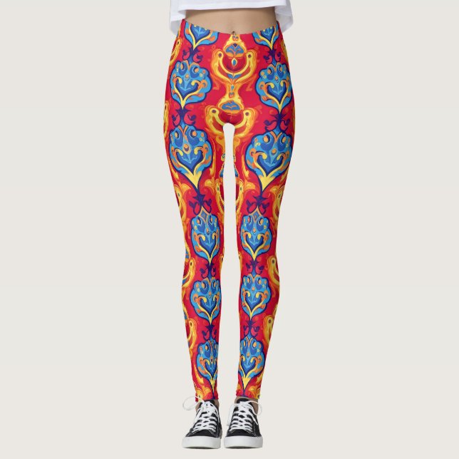 Farbiges psychedelisches Muster Leggings (Vorderseite)