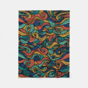 Farbiges psychedelisches Wellenmuster-Flanelldecke Fleecedecke