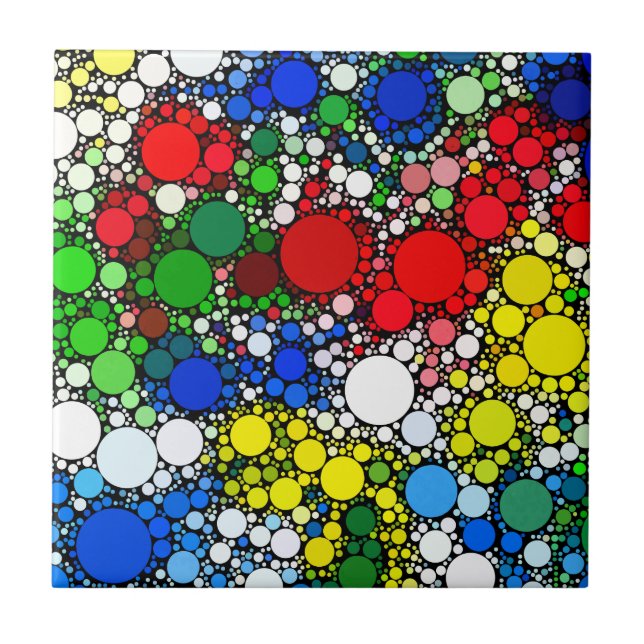 Farbiges Punktkreismuster Fliese (Vorderseite)