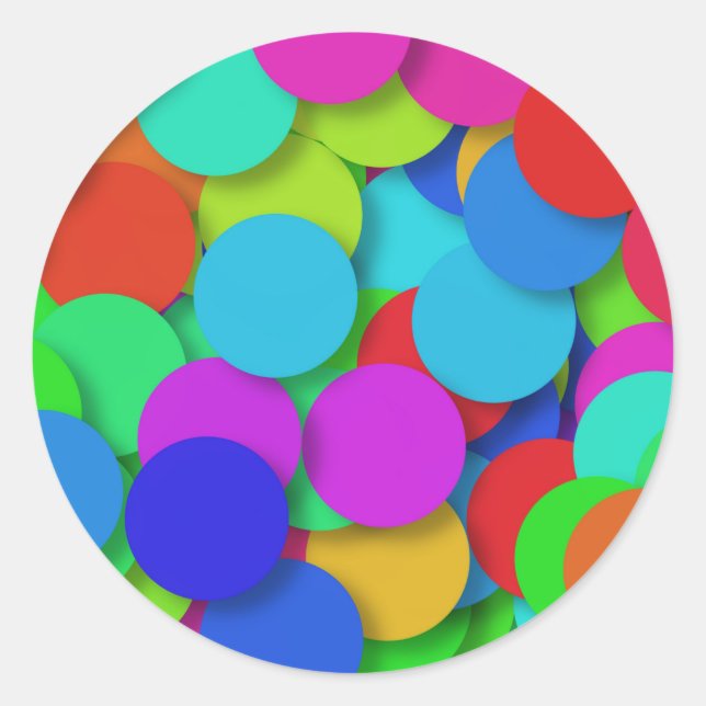 Farbiges Punktkreismuster Runder Aufkleber (Vorderseite)