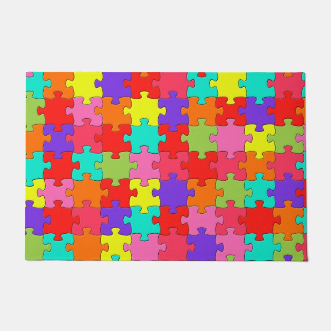 Farbiges Puzzle-Muster Fußmatte (Vorderseite)