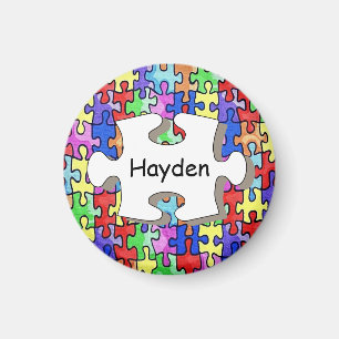 Farbiges Puzzle-Muster personalisiert Magnet