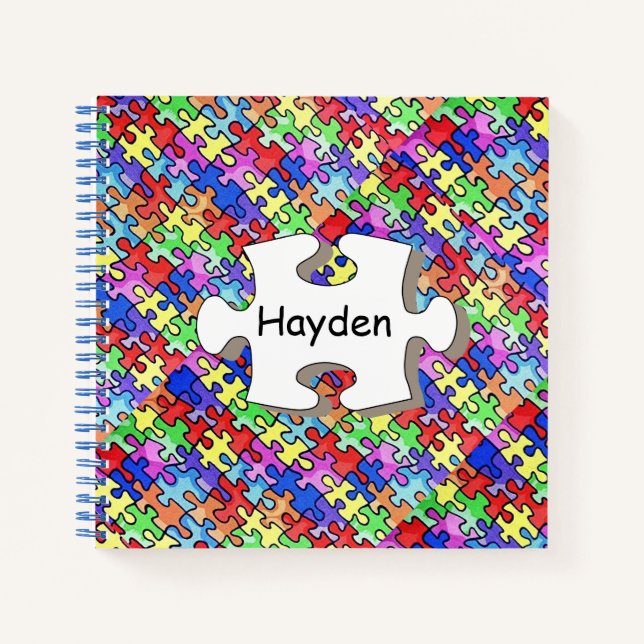 Farbiges Puzzle Muster Personalisiert Notizbuch (Vorderseite)